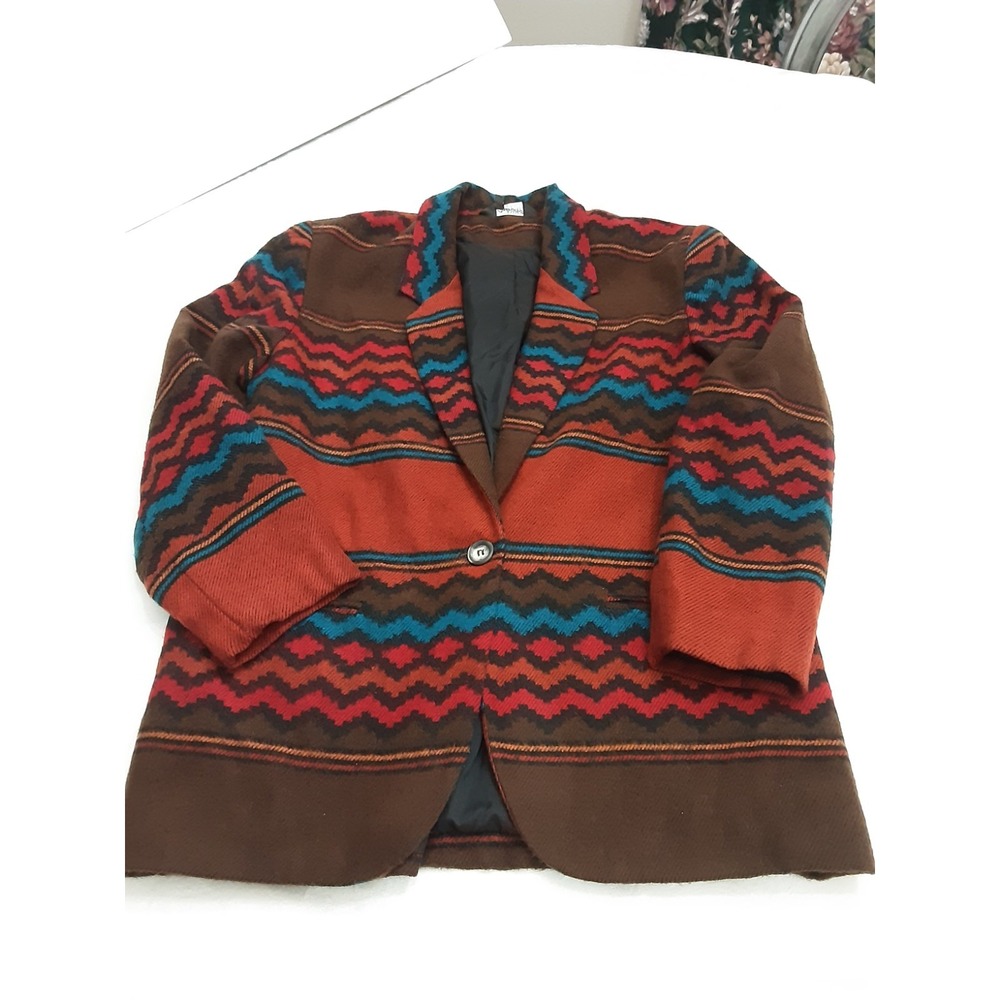 Options Melrose Women's Multicolor Blazer Jacket Sz Large Tribal Print Oversized